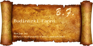 Budinszki Fanni névjegykártya